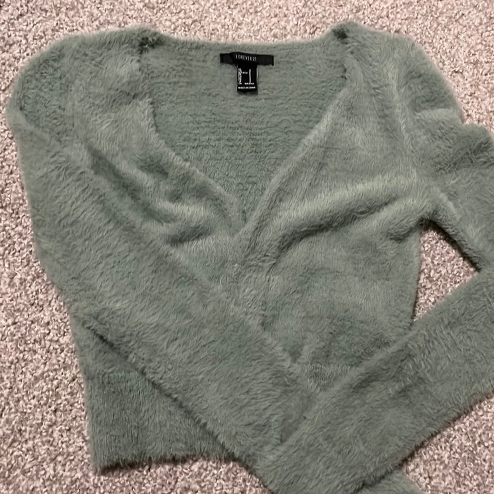 Green fluffy sweater